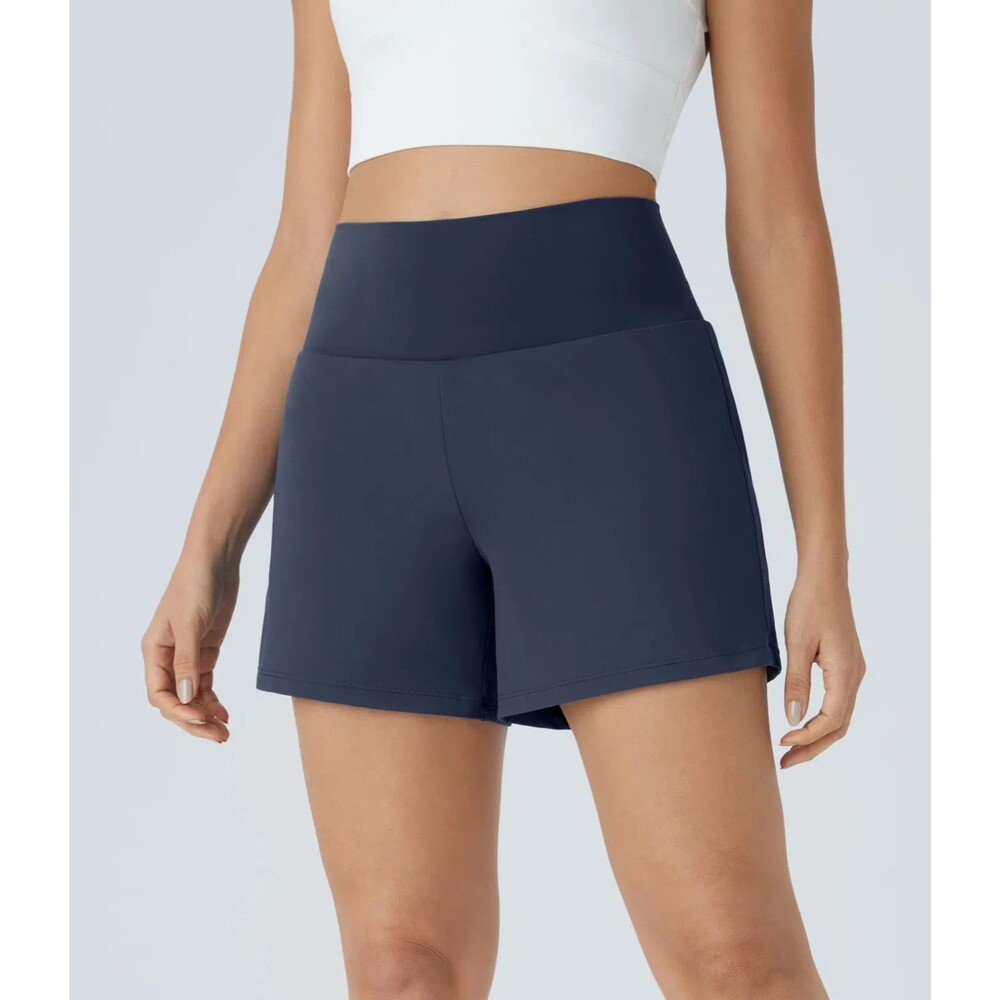 NWT Halara SoftlyZero Airy Super High Waist 2-in-1 Cool Touch Yoga Short Navy M